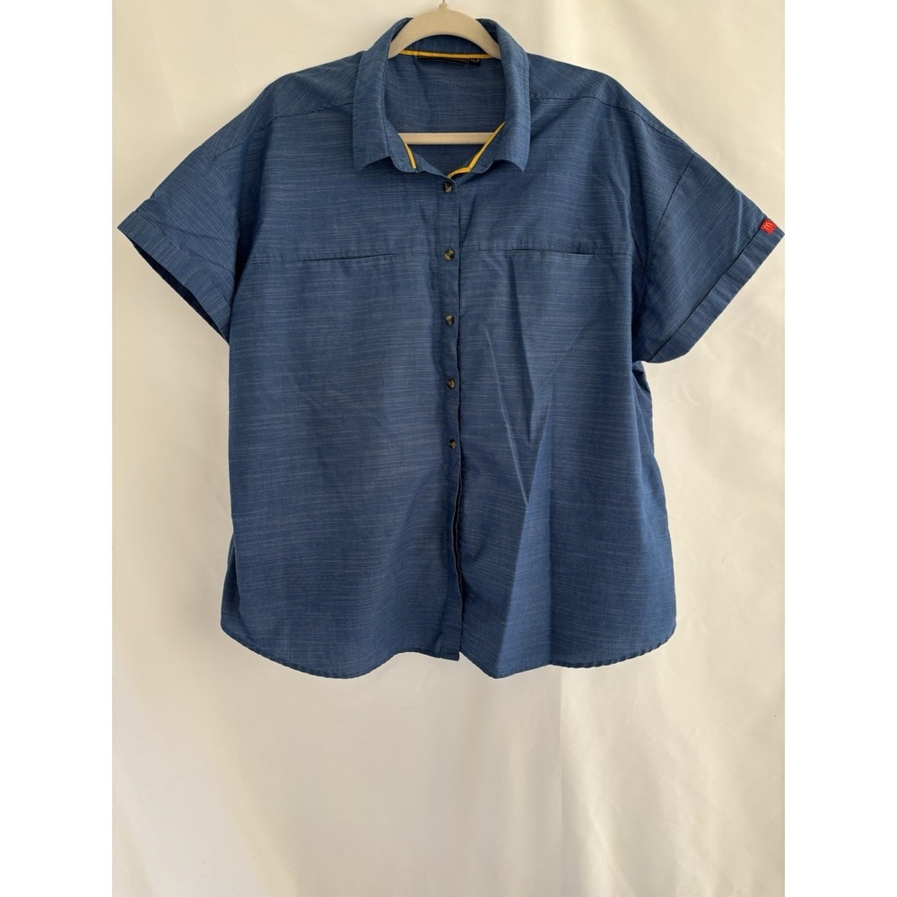 McDonald's Shirt Womens 2XL Blue Short Sleeve Button Up Work Uniform Employee